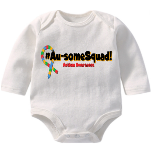 Au-Some Squad! Long-sleeve, White Onesie #SupportAutism